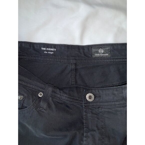 AG Adriano Goldschmied The Everett Slim Straight Jeans Mens 36x32 Black Cotton/E - Picture 4 of 5